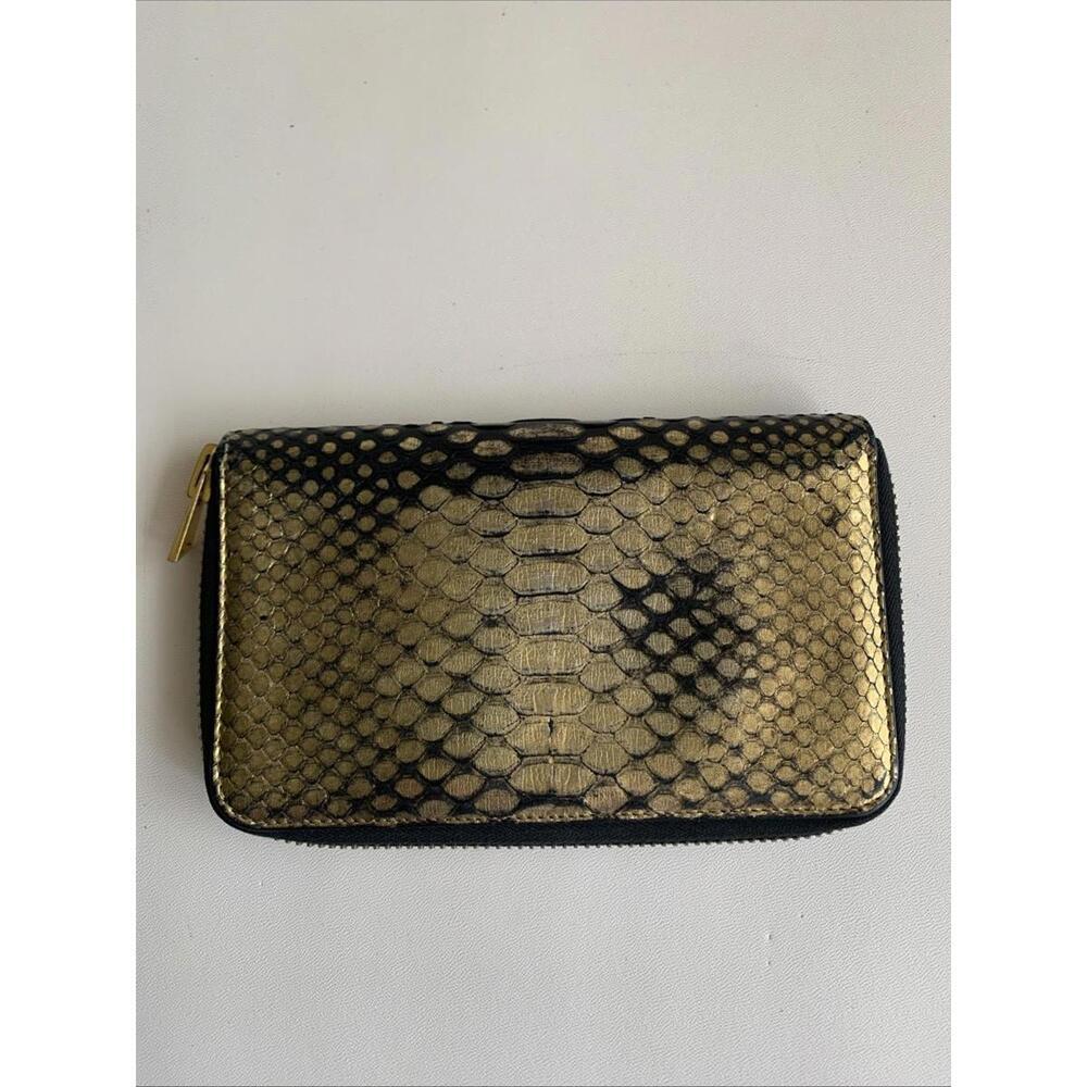 Authentic Tom Ford Metallic Python Zip Around Wal… - image 3